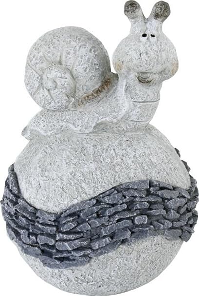 CH Trading Dekofigur Schnecke auf Kugel imStein Look, sitzend aus Magnesium-Oxid