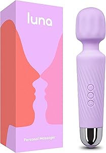 Rechargeable Personal Wand Massager - 20 Patterns & 8 Speeds - Travel Bag & Manual Included - Perfect for Muscle Tension, Back, Neck Relief, Soreness, Recovery - Lavender