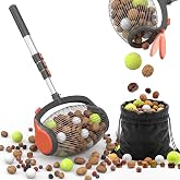 RIFPOD Acorn Picker Upper Roller with Foot Release Nut Gatherer | Adjustable Aluminum Handle, Ergonomic Grip and 1 Gal Bag for 1"-2.4" Walnuts, Pecans, Sweet Gum Balls and Golf Balls