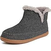 Dearfoams Men's Memory Foam Indoor House Slippers Brixen Ankle Boot House Shoes - Gifts for Men