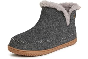 Dearfoams Men's Memory Foam Indoor House Slippers Brixen Ankle Boot House Shoes - Gifts for Men