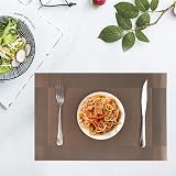 Miorkly Placemats and Coasters Set of 6 Dark Brown 45x30cm PVC Woven Vinyl view 5