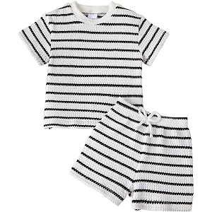 FirstTrail Baby Girl Clothes Striped T-Shirts and Shorts Summer Set for 12M-5Y Toddler girl outfits