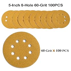Aiyard 5-Inch 8-Hole Hook and Loop Sanding Discs