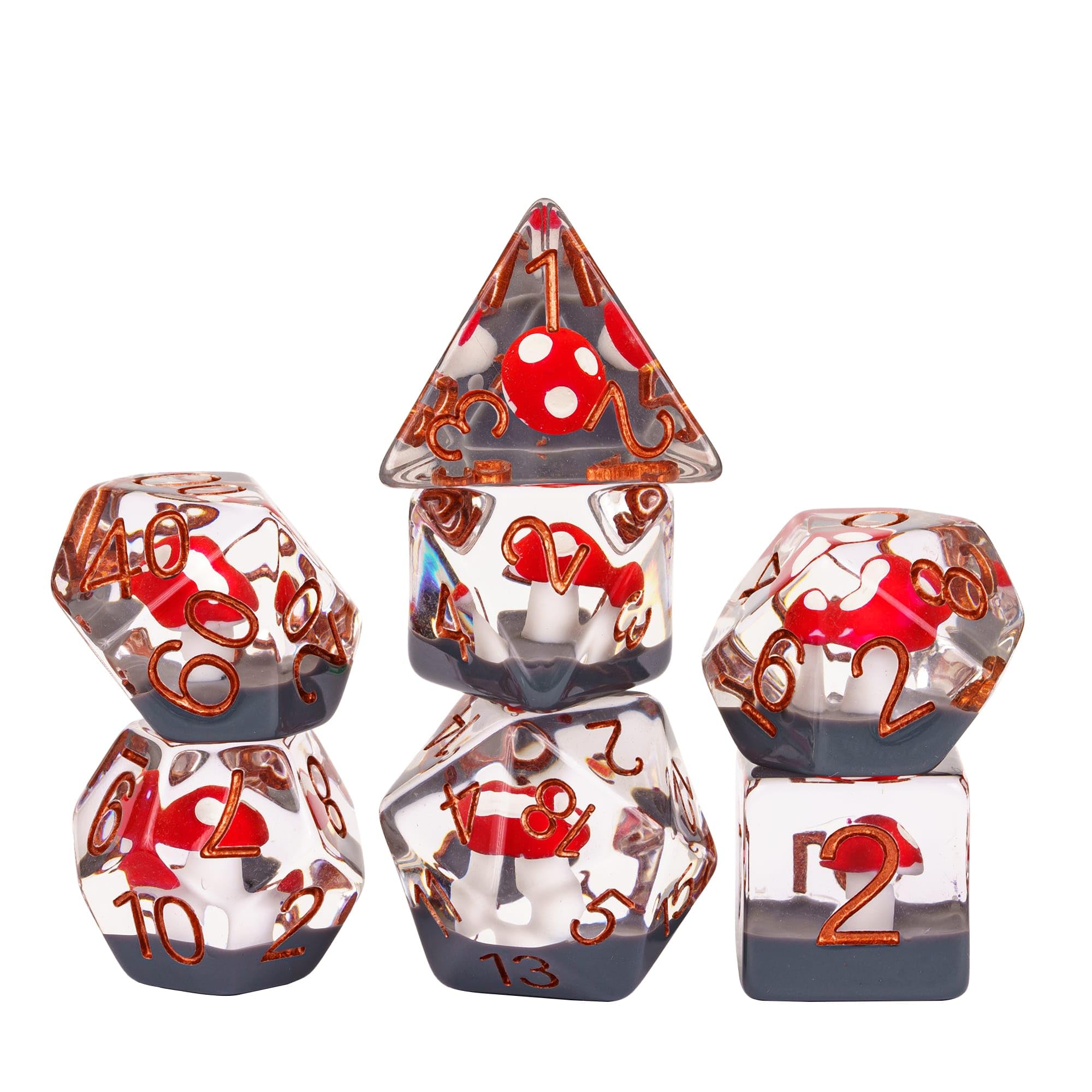 Cusdie 7-Piece Polyhedral DND Dice, D&D Dice Set for Dungeons and Dragons Role Playing Games RPGs(Red Mushroom) — image 1