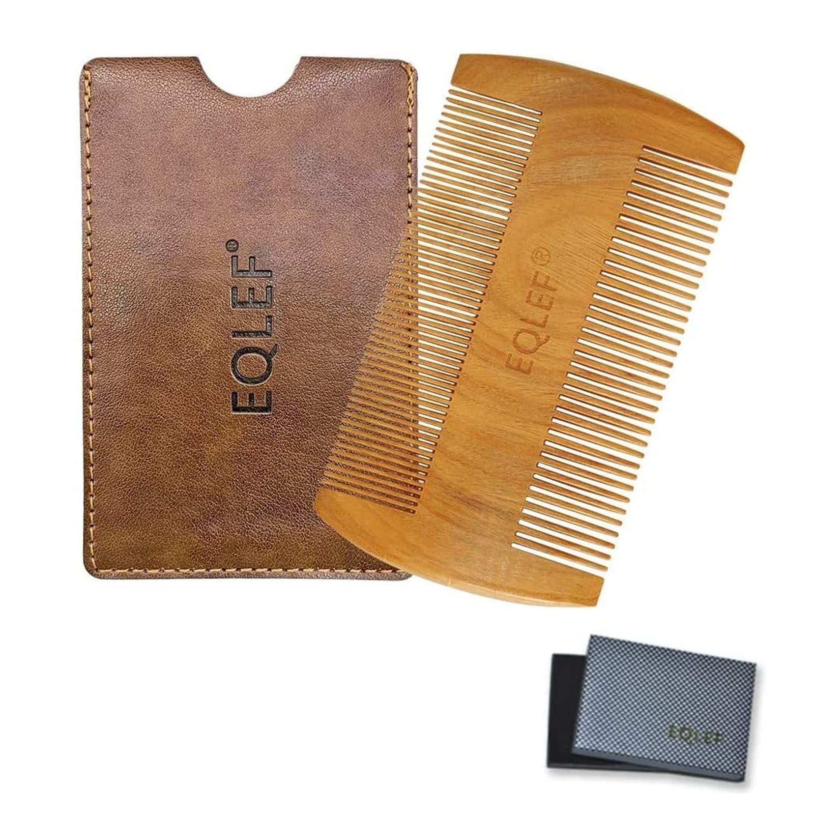 Beard Double Sided Wood Comb - Non Static, Handmade Green Sandalwood