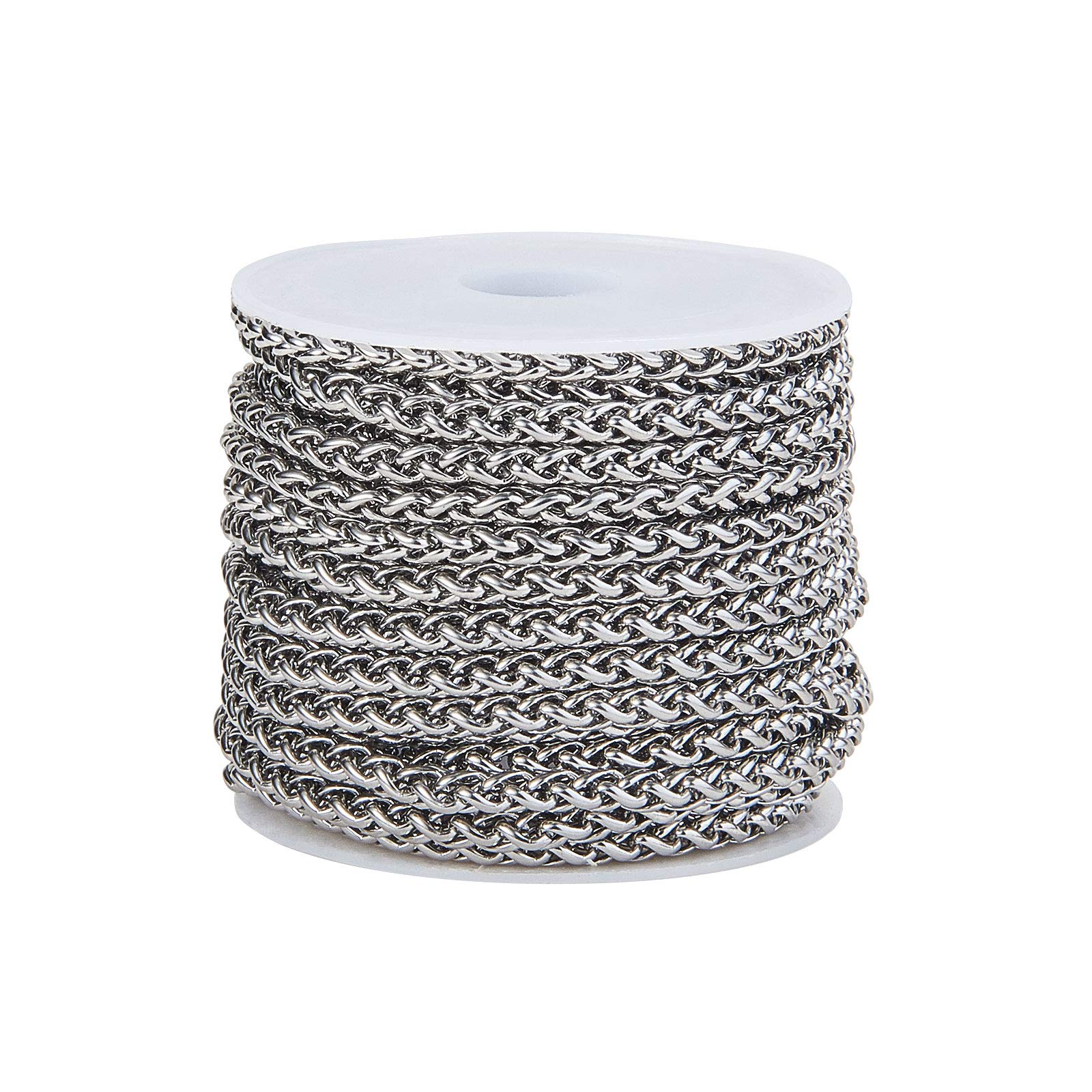 UR URLIFEHALL 16.4 Feet/5m 304 Stainless Steel Wheat Chains Foxtail Chain Unwelded Handcraft Chain for Bracelet Necklace Jewellery Making