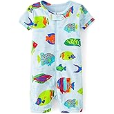 The Children's Place baby-boys And Newborn 100% Cotton Short Sleeve Zip Front One Piece Footless Pajamas