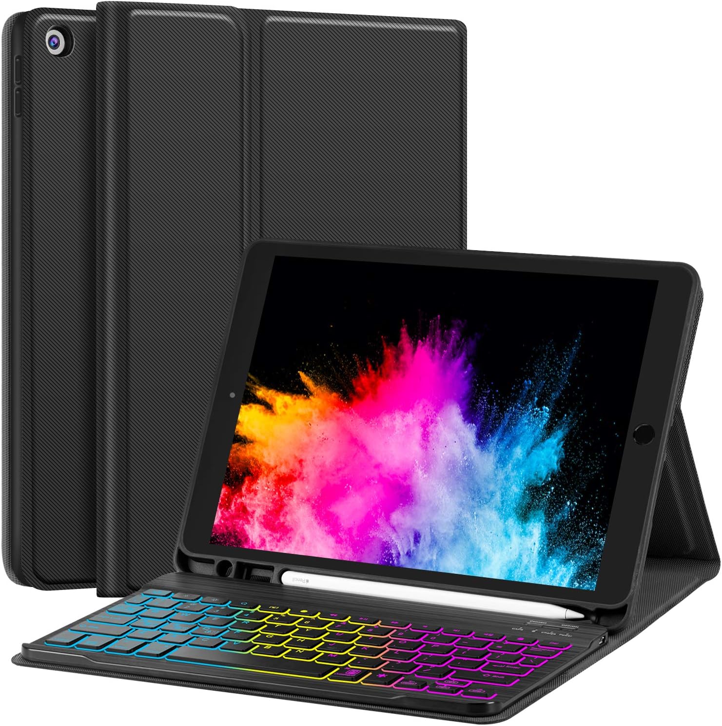 iPad 7th Generation Case with Keyboard for iPad 10.2 Keyboard Case 2019-7 Backlit with Pencil Holder Detachable Wireless Keyboard for New iPad 10.2 Inch 7th Gen 2019, Backlit