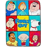 Family Guy Character Grid Raschel Throw Blanket | Soft Polyester Cover for Sofa, Bed | 45 x 60 Inches