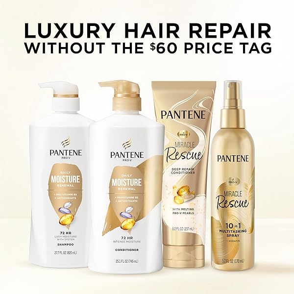 PANTENE SHAMPOO, DAILY MOISTURE RENEWAL – PRO-V NUTRIENTS FOR DRY, COLOR-TREATED, STRAIGHT TO CURLY HAIR, 72-HOUR HYDRATION & SOFTNESS, PARABEN FREE, CLEANSES, STRENGTHENS BONDS, 27.7 FL OZ