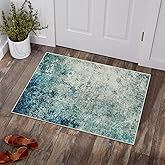 Lahome Modern Abstract Area Rug - Small 2x3 Washable Entryway Rugs Non-Slip Low Pile, Accent Throw Carpet for Kitchen Bath Mats Laundry Front Indoor Doormat,Blue/Grey