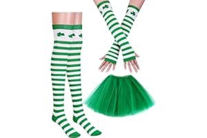 Boao St. Patrick's Day Costume Accessories Set Women Party Accessory (1 Pair Arm Warmers, 1 Pair Socks, 1 Piece Skirt)(Color Set 1)