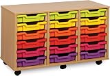 Monarch Mobile School Shallow Tray Storage Unit 18 Trays Beech MEQ3W-COL view 2