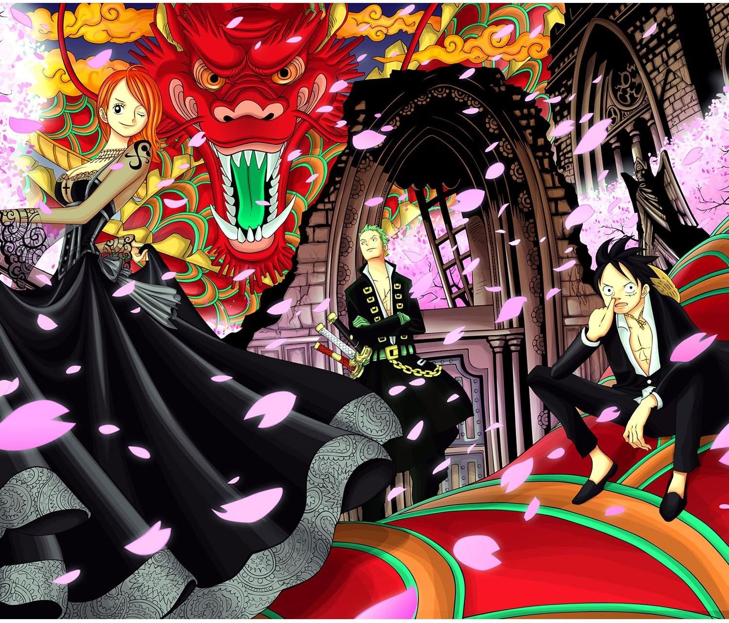 Poster Poster One Piece Luffy Nami Zoro Dragon Manga 36 Cm X 42 Cm Amazon Co Uk Kitchen Home