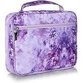 MOLNESO Purple Floral Bible Cover for Women, 11x9x3inch Large Waterproof Bible Case with Handle, Thick Zippered Organizer Bag Fits Study & Journaling Bibles, Violet Flower Christian Gift