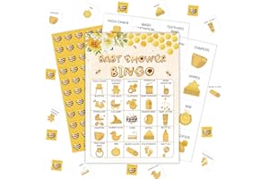 pseuaudo Baby Shower Bingo Game, Honey Bee Baby Shower Bingo Cards for Adults Family, Baby Shower Games for Gender Neutral Party, Sunflower Bumble Bee Baby Shower Decorations, 24 Bingo Sets, C003