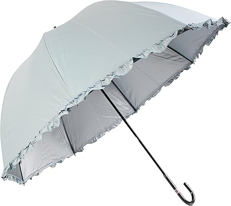Amazon Co Jp 日光を遮断 晴雨兼用 日傘 かわいいドーム型 生地裏シルバーコーティング フリル付 Uvカット 紫外線遮蔽率97 Upf50 60cm 手開き傘 サックス ホーム キッチン