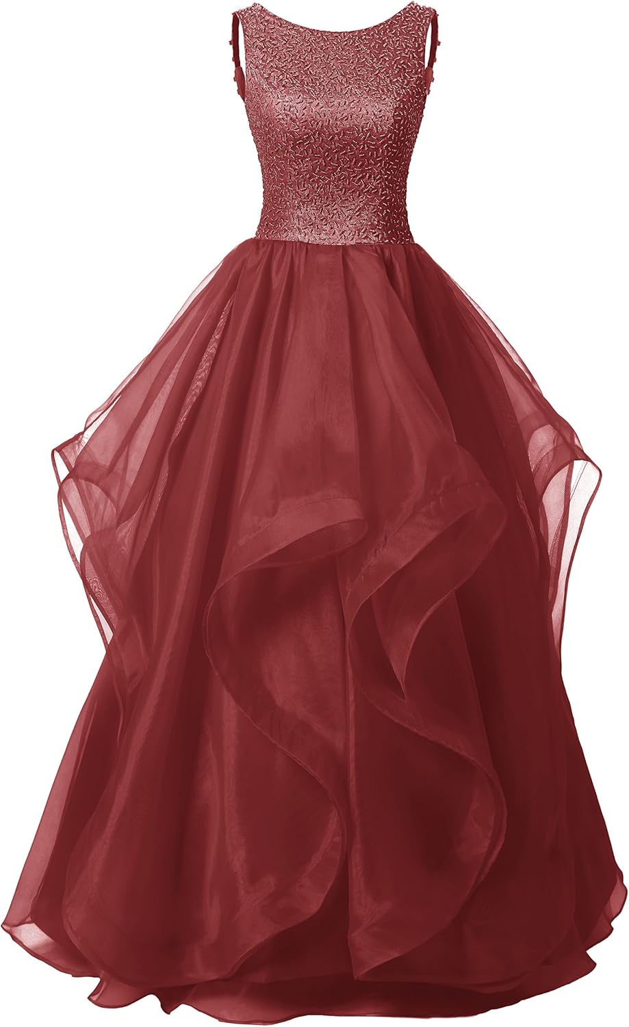 Dresstells® Long Prom Dress Asymmetric Bridesmaid Dress Beaded Organza