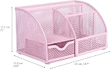 EXERZ Desk Organiser Mesh Desk Tidy Caddy 7 Compartments Light Pink view 2
