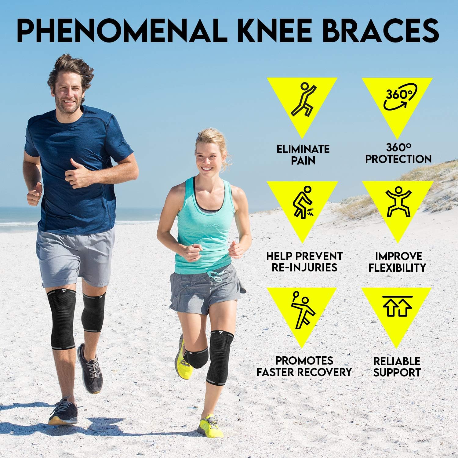 Langov Compression Knee Sleeves for Knee Pain for Women & Men (Pair), Knee braces, Stabilizer Wraps For Weightlifting ,Running, Working Out, Knee Support Relieves Pain from MCL, ACL, Arthritis: Health & Personal Care