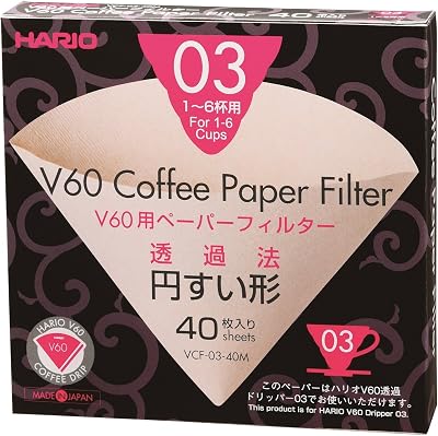 Hario Paper Filter Misarashi for 03 Dripper Brown Pack of 40 VCF-03-40M