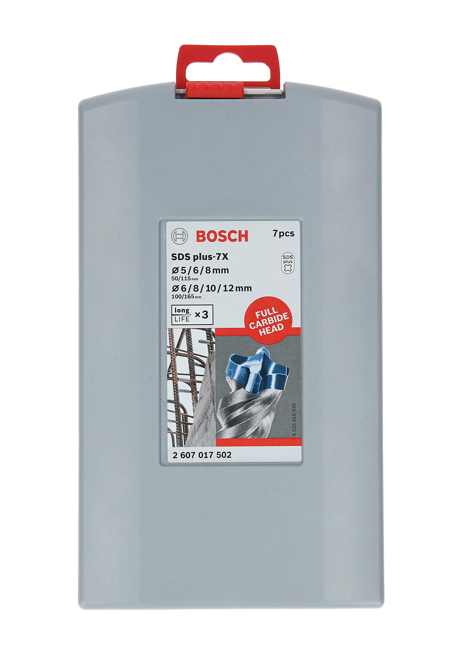 Bosch Professional SDS plus-7X 2607017502 Hammer Drill Bit Set for Concrete and Masonry, Diameter 5/6 / 6/8 / 8/10 / 12 mm