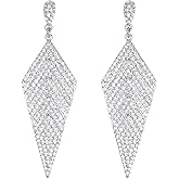 EVER FAITH Women's Crystal Elegant Vintage Banquet Multi-layered Rhombus Dangle Pierced Earrings