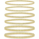 adoyi Gold Bracelets for Women Waterproof, 14K Gold Plated Beaded Strand Bead Ball Bracelets stack Adjustable Jewelry Set for Gifts