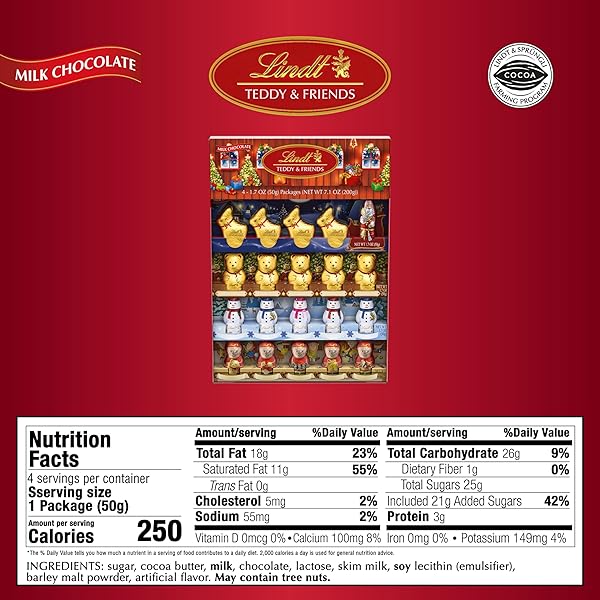LINDT TEDDY & FRIENDS HOLIDAY MILK CHOCOLATE CANDY, 7.1 OZ.