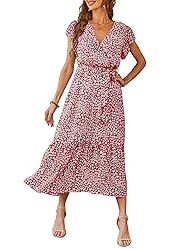 PRETTYGARDEN Women's 2024 Floral Boho Dress Wrap V