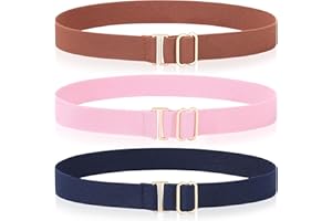 Kajeer Kids Belt for Girls,3 Pack Stretch Belts Invisible Adjustable Gold Buckle Toddler Youth Belt for Uniform Casual