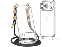 Lawonda for iPhone 17 Pro Max Case with Strap, Clear Shockproof Crossbody Phone Cover w/Removable Anti-Theft Adjustable Lanyard for Women, Travel, Shopping, Hiking (6.9", Black)