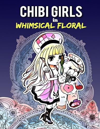 Download Chibi Girls in Whimsical Floral: Adult Coloring Book with Adorable Chibi Girls and Relaxing Floral Patterns for Stress Relief PDF