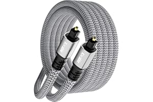 Kxable Optical Audio Cable 15 FT, Digital Audio Cable, Toslink Fiber Optic Cord, [Nylon Braided, Slim Aluminum Shell, Gold Plated Connector], for Home Theater, Sound Bar, PS4, Xbox, TV and More