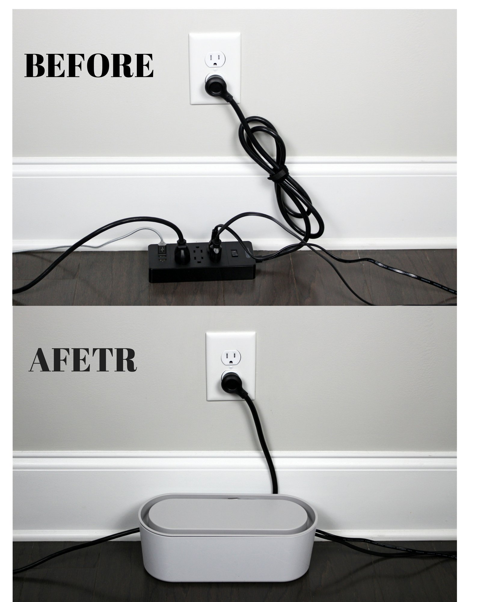 Bins & Things Cable Management Box and Power Strip Organizer | Entertainment Center, USB, Computer, Charging Cords | Compact, Discrete Safety … (Small)