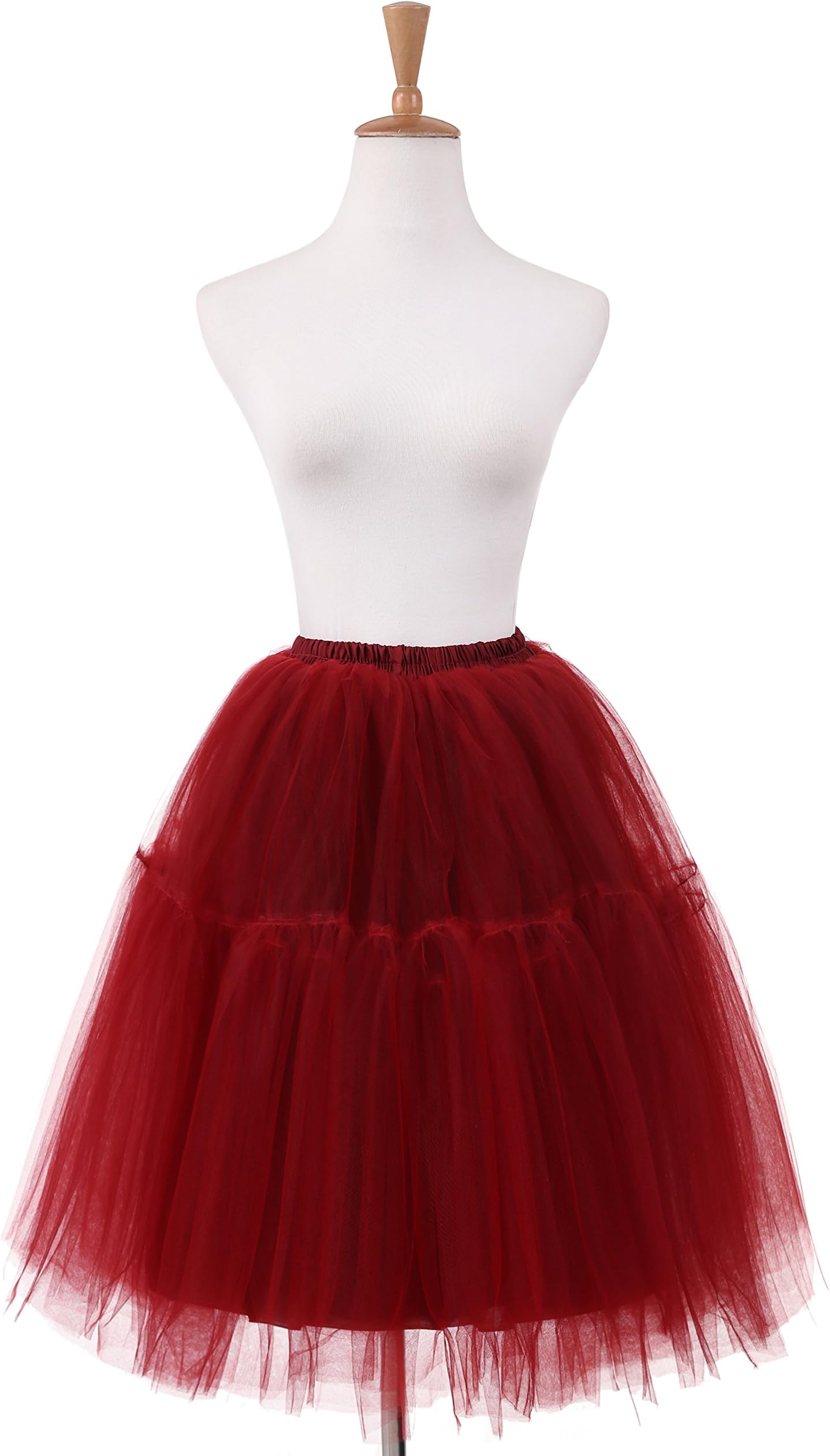 NUOMIQI 5-Layer Princess Midi Knee Length Tutu Skirt Crinoline For Prom Party