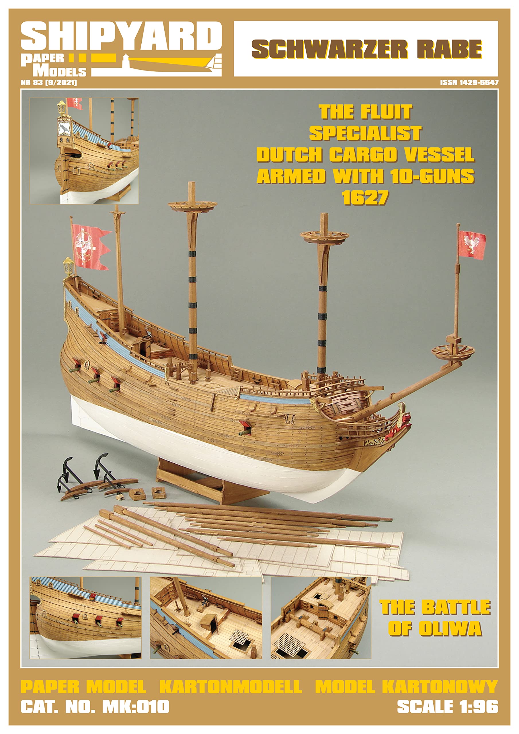 Model Ship Yard Fluit Schwarzer Rabe 1627 Scale 1:96 L 405 mm W 168 mm H 342 mm Vessel