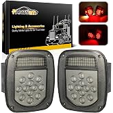 Partsam Square Rear Combination Tail Lights Lamps Assembly Compatible with 1979-2006 Wrangler TJ YJ CJ-5 CJ-7 Replacement Tail lamps Lights Assembly, Passenger Side and Driver Side