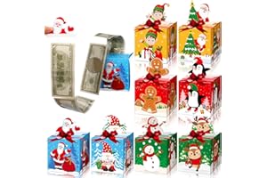 Daifunli 16 Pcs Christmas Money Box for Cash Pop up Christmas Money Holders for Cash Gift Merry Pull Box Kit with Seal Bags for Xmas Holiday Birthday DIY