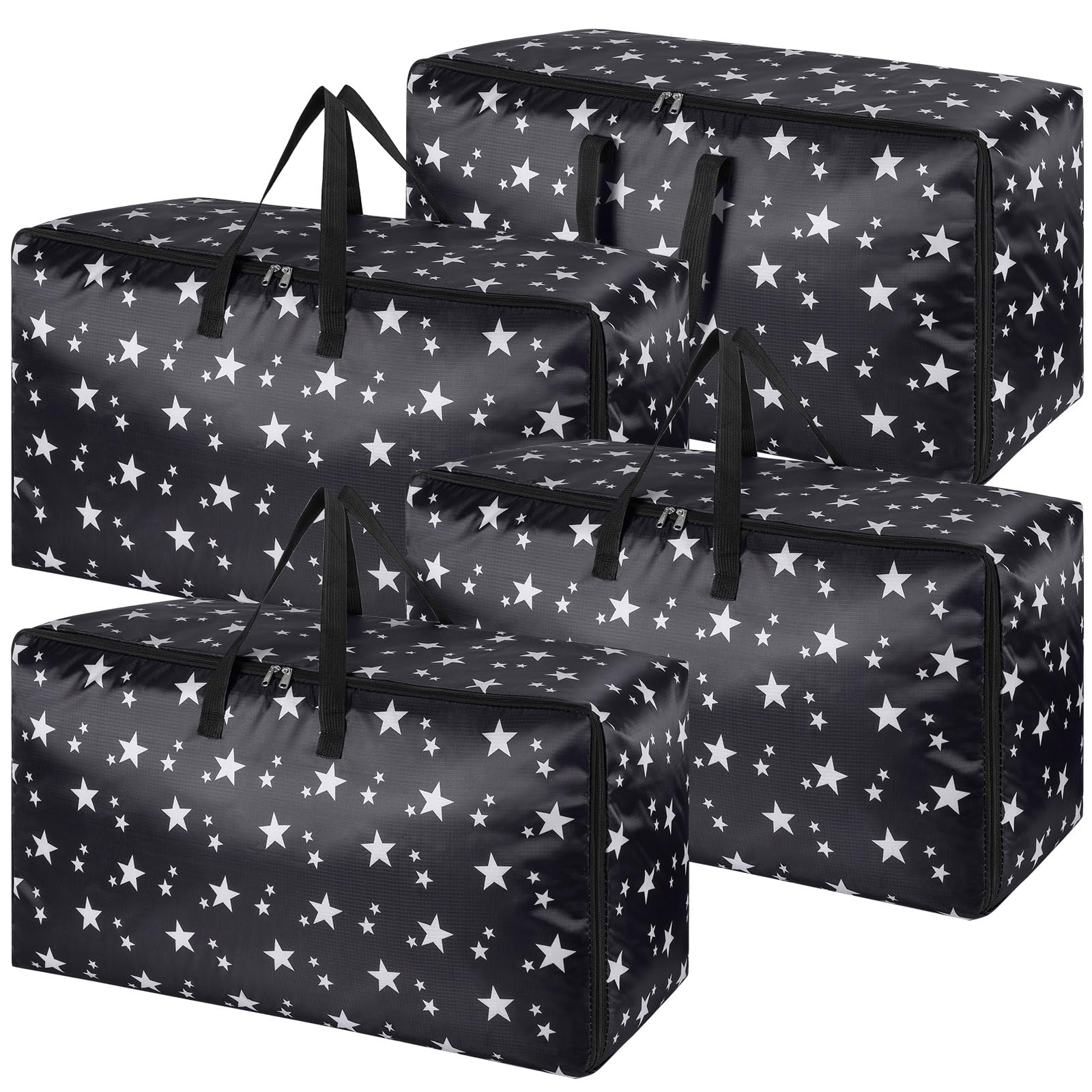 iespell 4 Pack Extra Large Storage Boxes with Lids, Heavy Duty Storage Boxes for Moving House Big Strong, Waterproof Clothes Storage Bags with Zips, Laundry Bags