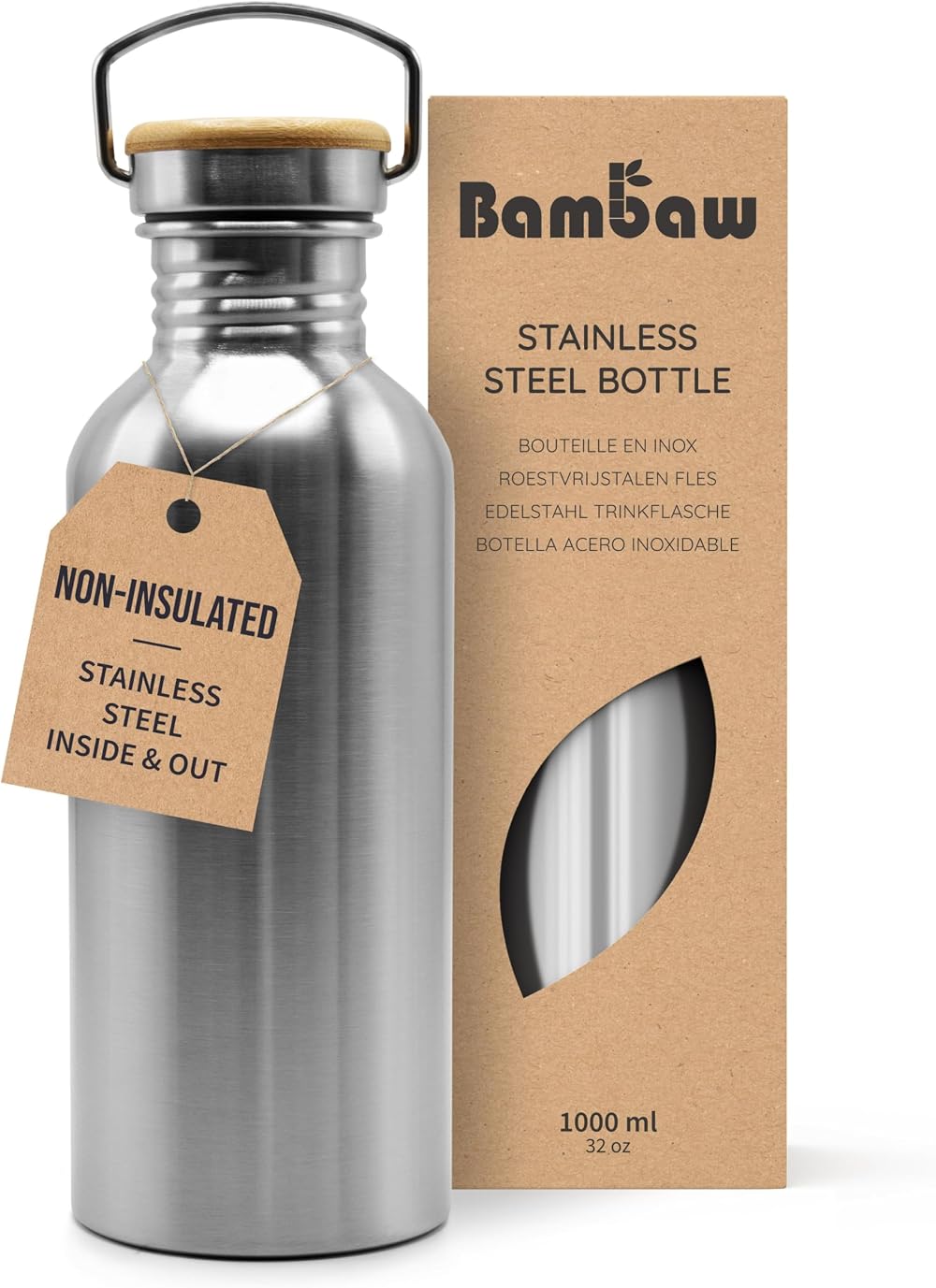 Bambaw Non-Insulated 1000ml Steel Bottle