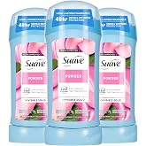 Suave Antiperspirant &amp; Deodorant Stick Powder 48-hour Odor and Wetness Protection Deodorant for Women, 3 Count, 2.6 oz EA