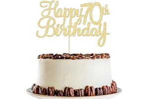 Gyufise 1 Pack Gold Happy 70th Birthday Cake Topper Glitter Happy 70 Cupcake Topper Cheers to 70 Fabulous Cake Decoration for 70th Birthday Party Decoration Supplies