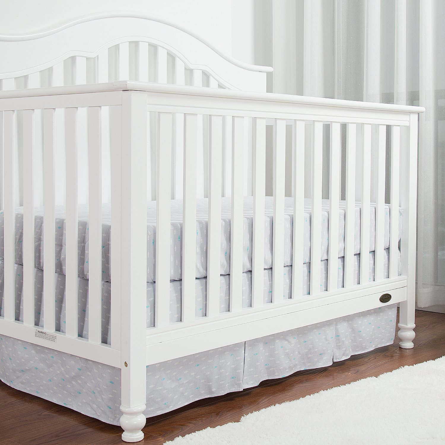 TILLYOU Microfiber Crib Skirt Pleated Herringbone Jacquard Nursery Crib