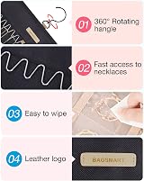 bagsmart Dual-Sided Jewelry Organizer Hanging 32 Pockets with 3 Wave Hooks view 4