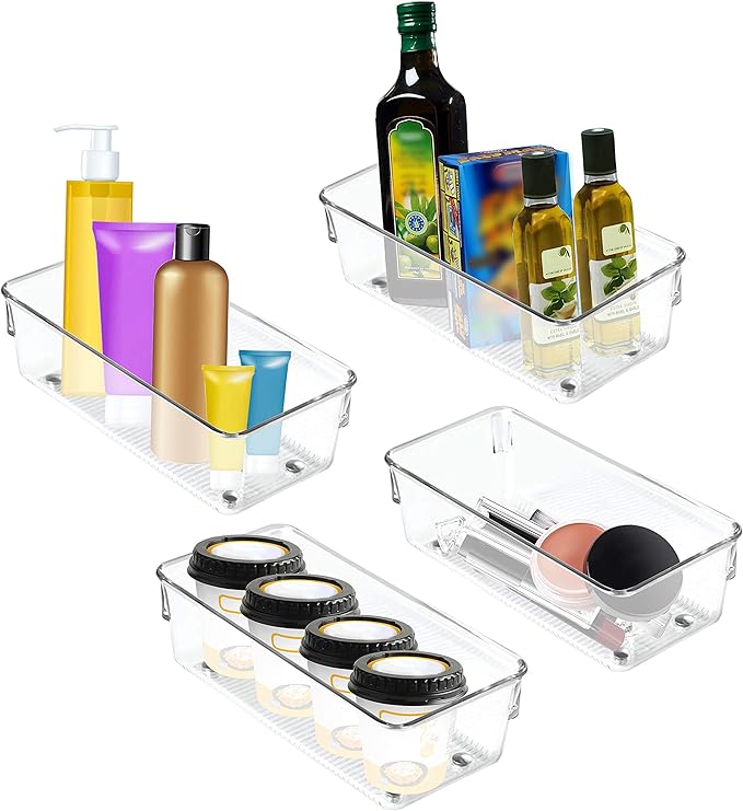 Fridge Storage Tray (4Pcs) Clear Transparent Acrylic Refrigerator