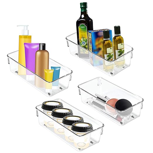 Kühlschrank Storage Organizer - 4 Set Kühlschrank Aufbewahrungsbox Schubladen Pantry Container Stackable Kühlschrank Containe