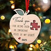 Thank You Teacher Christmas Ornament, Teacher Ornament 2025 for Kindergarten Teacher Gifts, 3D Wood Teacher Christmas Hanging Ornament, for Teachers 2025 (Thank You)
