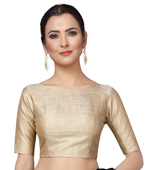 Women's Golden Lama Stitched Saree Blouse